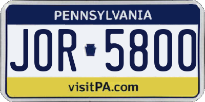 PA license plate JOR5800