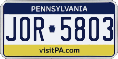 PA license plate JOR5803