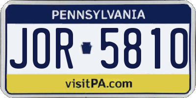 PA license plate JOR5810