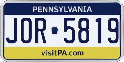 PA license plate JOR5819