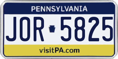 PA license plate JOR5825