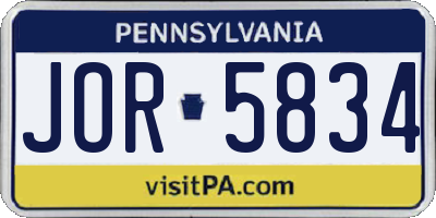 PA license plate JOR5834
