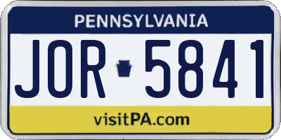 PA license plate JOR5841