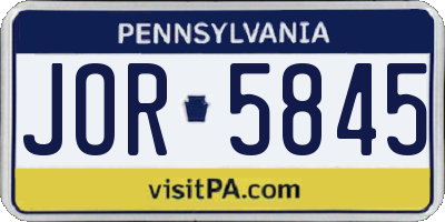 PA license plate JOR5845