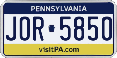 PA license plate JOR5850