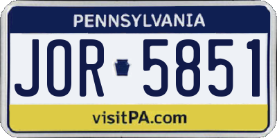 PA license plate JOR5851