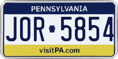 PA license plate JOR5854