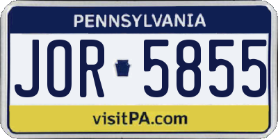 PA license plate JOR5855