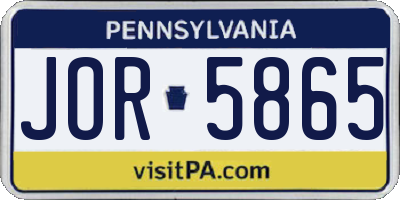 PA license plate JOR5865