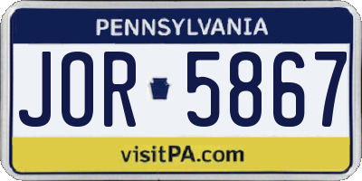 PA license plate JOR5867