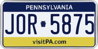 PA license plate JOR5875