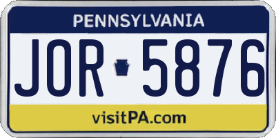 PA license plate JOR5876