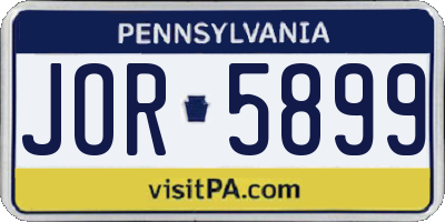 PA license plate JOR5899