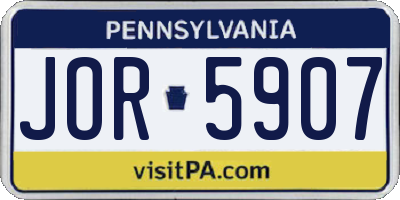 PA license plate JOR5907