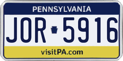 PA license plate JOR5916