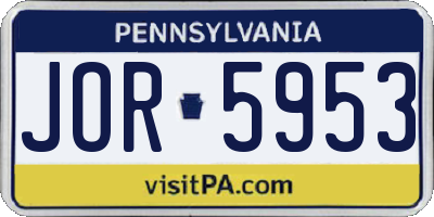 PA license plate JOR5953
