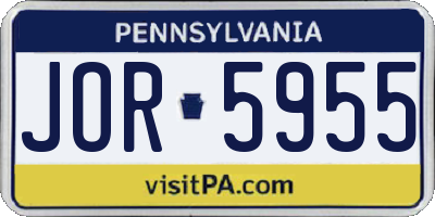 PA license plate JOR5955