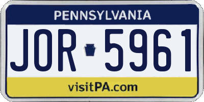 PA license plate JOR5961