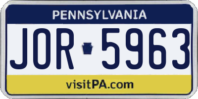 PA license plate JOR5963