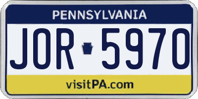PA license plate JOR5970