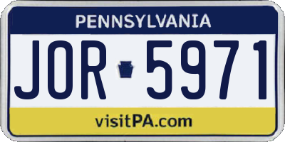 PA license plate JOR5971