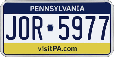 PA license plate JOR5977