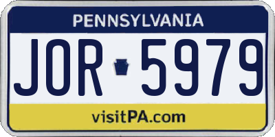 PA license plate JOR5979