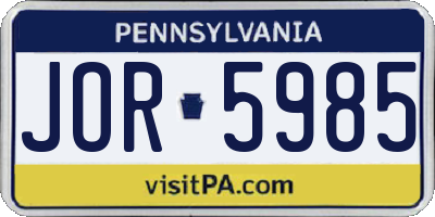 PA license plate JOR5985
