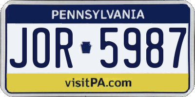 PA license plate JOR5987