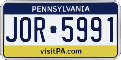 PA license plate JOR5991