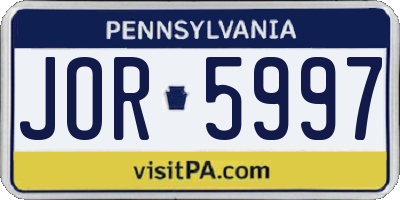 PA license plate JOR5997