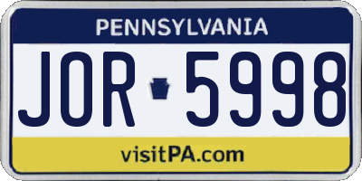 PA license plate JOR5998