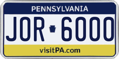 PA license plate JOR6000