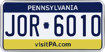 PA license plate JOR6010