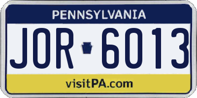 PA license plate JOR6013