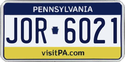 PA license plate JOR6021
