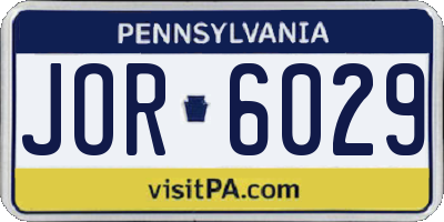 PA license plate JOR6029
