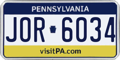 PA license plate JOR6034