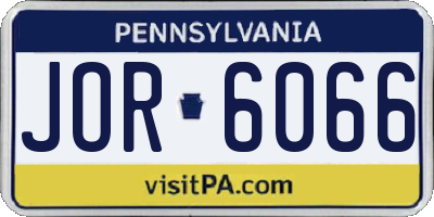 PA license plate JOR6066