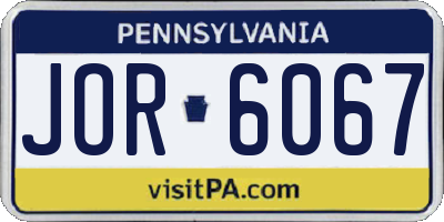 PA license plate JOR6067