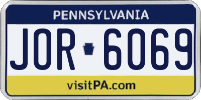 PA license plate JOR6069