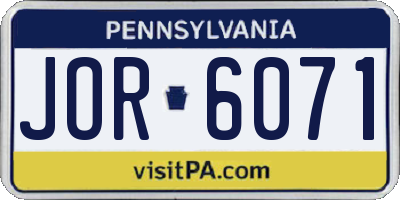 PA license plate JOR6071