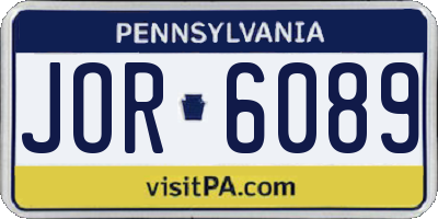 PA license plate JOR6089