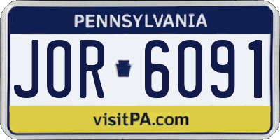 PA license plate JOR6091