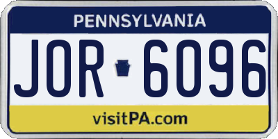 PA license plate JOR6096