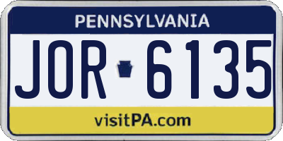PA license plate JOR6135