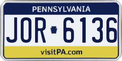 PA license plate JOR6136
