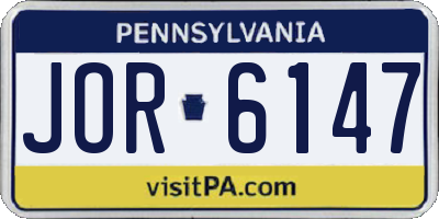 PA license plate JOR6147