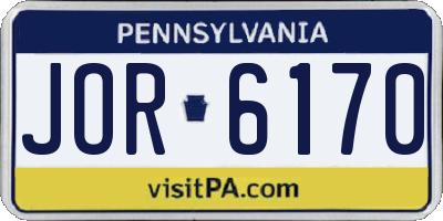 PA license plate JOR6170