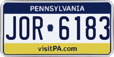 PA license plate JOR6183
